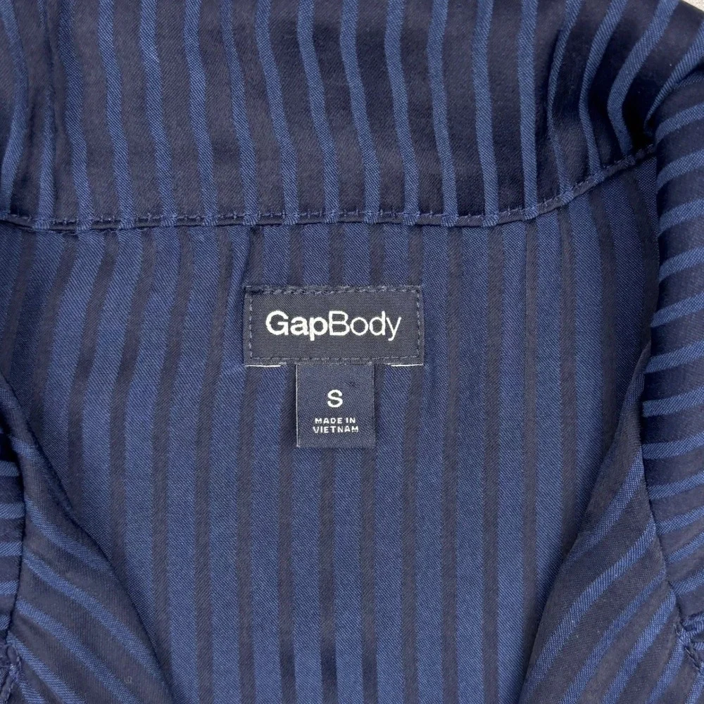 GapBody Pajama Shirt Womens Small Navy Blue Striped Button Front Sleep Lounge S